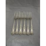 A set of six Victorian King's pattern table forks (by Elizabeth Eaton, London 1853),