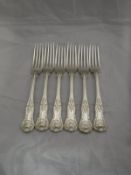 A set of six Victorian King's pattern table forks (by Elizabeth Eaton, London 1853),