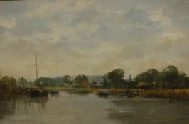 ROY PERRY "River landscape", gouache, signed lower left, together with WP KNOWLES "Christchurch ?",