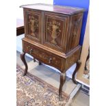 A late Victorian mahogany and marquetry inlaid cabinet in the Louis XV taste,