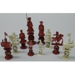 A circa 1900 Cantonese part ivory chess set,