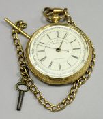 An 18 carat gold cased full face decimal chronograph pocket watch by John Lecomber of London and