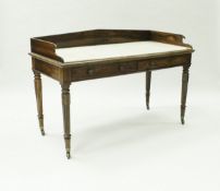 A 19th Century rosewood washstand with three-quarter galleried top and marble surface,