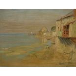A RUSSELL BIGGS "Coastal scene", pastel, signed lower right,