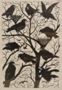 NATALIE MORLEY "Roosting Crows", monochrome print, limited edition 20/100,