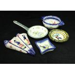 A large quantity of various Quimper pottery and other faience wares including bowls, small plates,