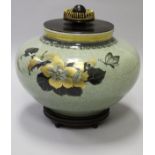 A 1920's Danish crackleware and floral decorated vase by Knud Andersen for Copenhagen, No'd.