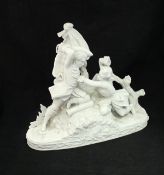 A Chantilly parian ware figure group of two 19th Century soliders fighting,