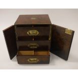 A Victorian burr walnut and brass embellished table top cabinet,