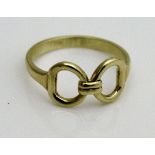 A 9ct gold Gucci style snaffle bit ring, 2.