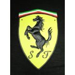 A collection of six painted cast iron signs "Lamborghini", "Ferrari", "Ducati",