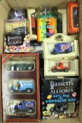 A boxed collection of various model vehicles included Matchbox models of Yester Year, Days Gone,