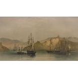 AFTER O W BREARLY "Troop Ships Becalmed off Balaclava" lithograph by T G DUTTON,
