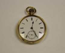 An 18 carat gold open-faced pocket watch,