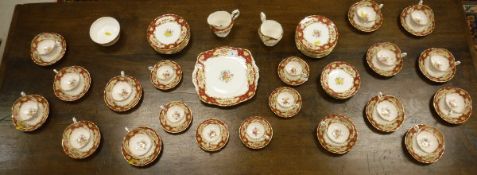 A Paragon "Pompadour" pattern part tea service comprising 18 plates, 17 saucers, 14 teacups,