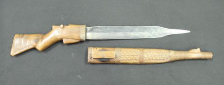 A 1960s Southern Rhodisian "Bulawao" dagger in wooden sheath as a bolt action rifle(provenence