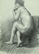 Three figure studies in pencil, unsigned,