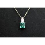 A 9 ct white gold chain and pendant,