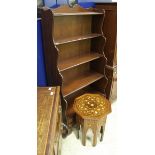 A modern mahogany waterfall bookcase with two drawers, 77cm wide x 152cm high,