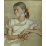 JOAN AINSLEE "Bronwen Edwards", Portrait of a Young Girl" pastel on paper, signed top right,