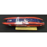 A model power boat "Highlander" twin fibreglass hull with Futaba S9202 motor