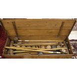 A vintage croquet set with 8 mallets,