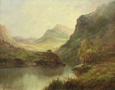 ALFRED DE BREANSKI (1852-1928) "A Highland landscape with sun-kissed mountain to the background