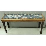 A Victorian campaign bench or duet stool bearing ivorene plaque "Leslie Belcher House Furnishers,