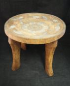 An aboriginal beadwork and copper inlaid stool,