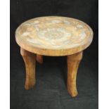 An aboriginal beadwork and copper inlaid stool,