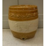 A stoneware oval barrel bearing Royal Coat of Arms and No'd.