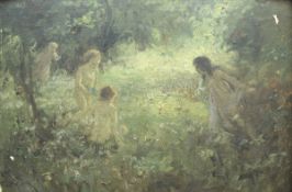 THOMAS MAYBANK (1969 - 1929) "Fairies in a Woodland Setting" oil on board unsigned