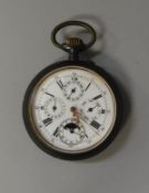 A 19th Century French anodised iron cased pocket watch,