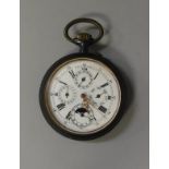 A 19th Century French anodised iron cased pocket watch,