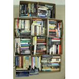 Ten boxes of various books to include novels, biographies, sporting subjects,