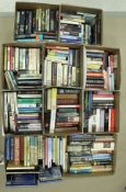 Ten boxes of various books to include novels, biographies, sporting subjects,