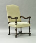 An 18th Century walnut framed armchair in the Flemish taste,