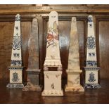A pair of hard stone obelisks, 23 cm high,