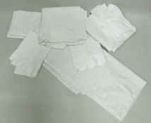 Five boxes of assorted bed linens to include sheets, duvets, pillow cases,