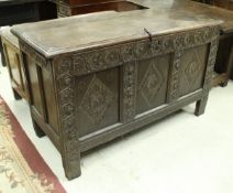 A 17th Century oak coffer,