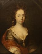 CIRCLE OF SIR GODFREY KNELLER (1646-1723) "Lady in lace trimmed dress with jewelled collar ring and