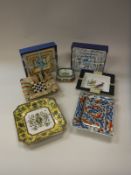 Three boxed sets of three modern graduated ashtrays,