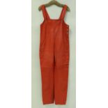 Maxfield Parrish red leather dungarees,