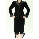 A late 1970s/early 1980s Yves Saint Laurent Rive Gauche velvet knickerbocker and jacket set,