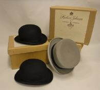 A Herbert Johnson black bowler hat in Herbert Johnson box, together with an S.