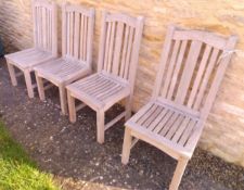 A set of six Barlow Tyrie "Genuine Plantation Teak" slatted garden chairs CONDITION