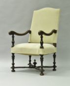 An 18th Century walnut framed armchair in the Flemish taste,