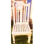 A set of six Barlow Tyrie "Genuine Plantation Teak" slatted garden chairs CONDITION