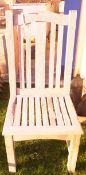 A set of six Barlow Tyrie "Genuine Plantation Teak" slatted garden chairs CONDITION