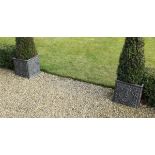 Two modern lead effect planters in the 19th Century manner,